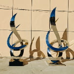 two size of Spiral Flame Abstract Sculpture