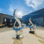 Two Spiral Flame Abstract Sculptures