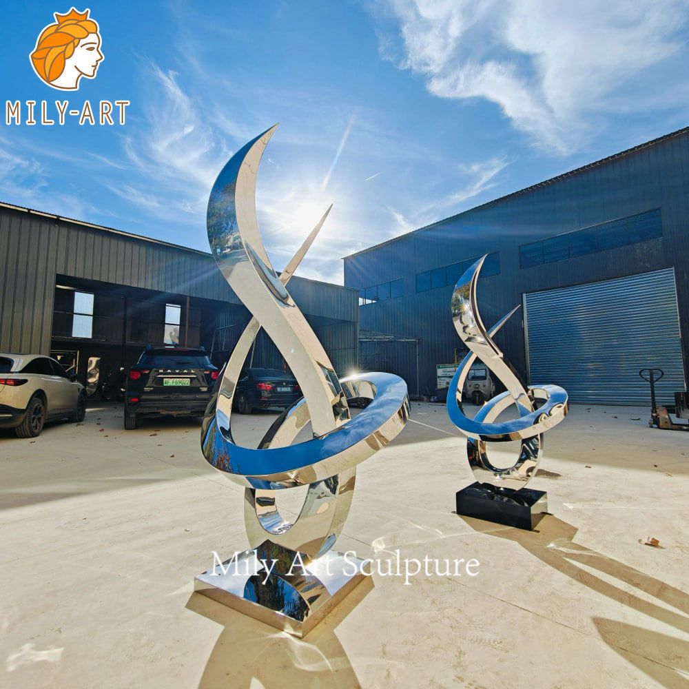 modern spiral flame sculpture