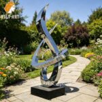 outdoor large spiral flame sculpture