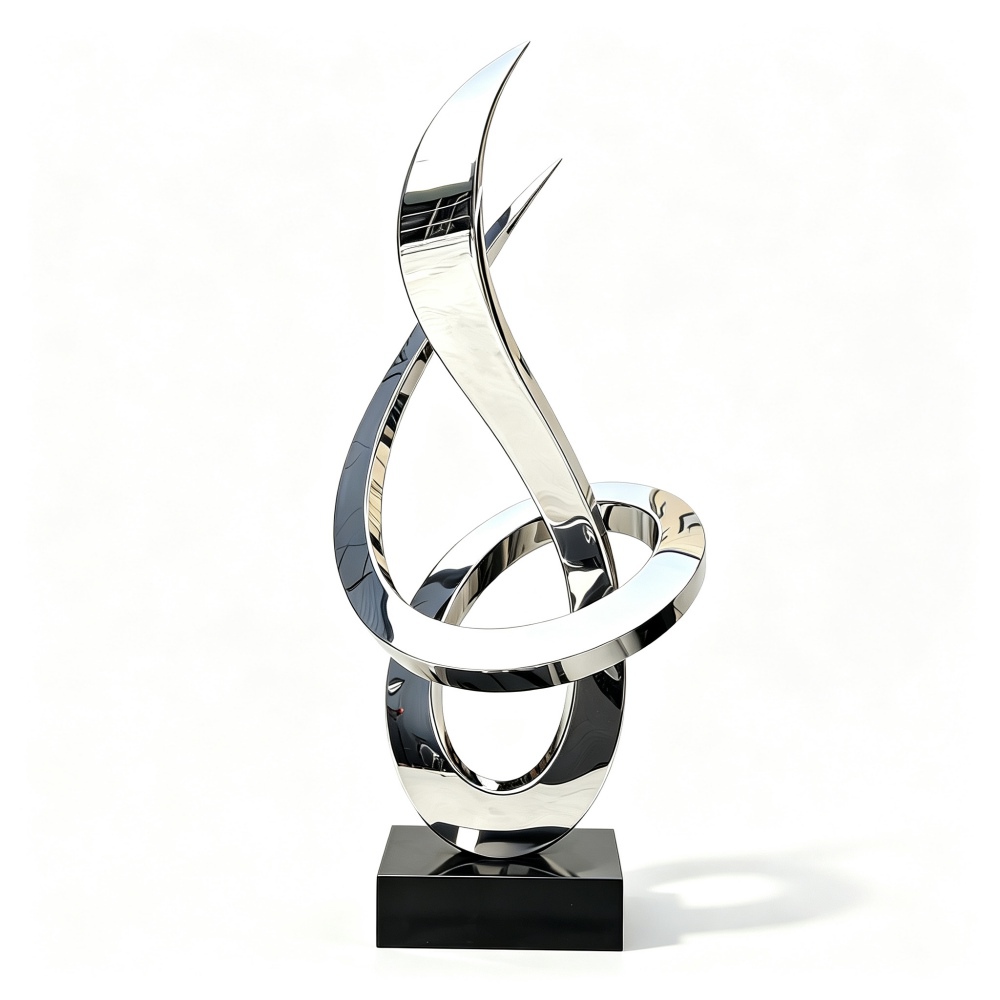 Mirror Polished Stainless Steel Spiral Flame Sculpture ABS-001
