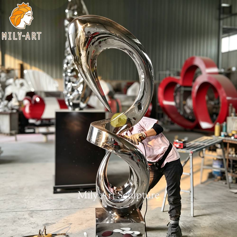 Black Metal Sculpture Polished Finish