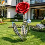 Garden metal rose sculpture