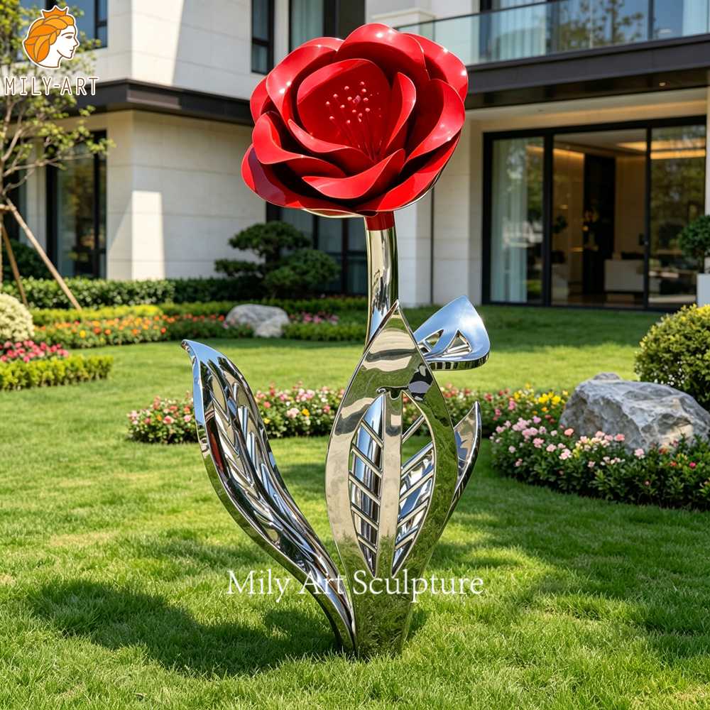 Garden metal rose sculpture