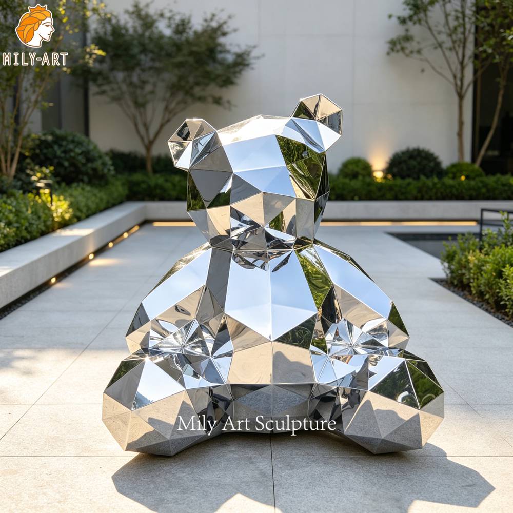 Geometric Bear Sculpture Front View