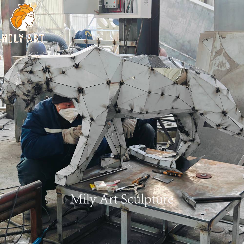 Geometric Leopard Statue Spot Welding