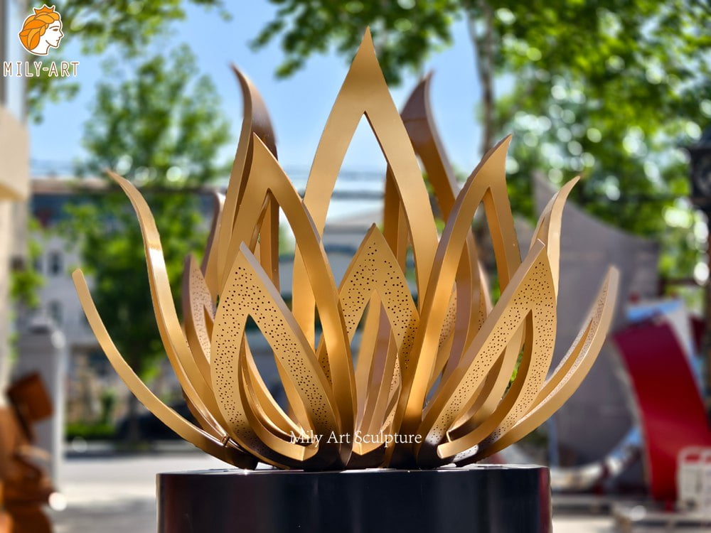 Golden Lotus Flower Water Fountain