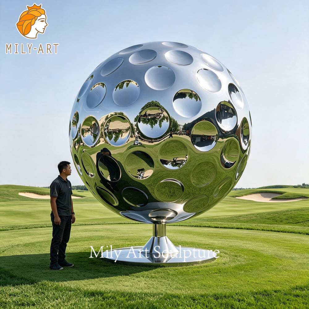 Large Metal Golf Ball Statue