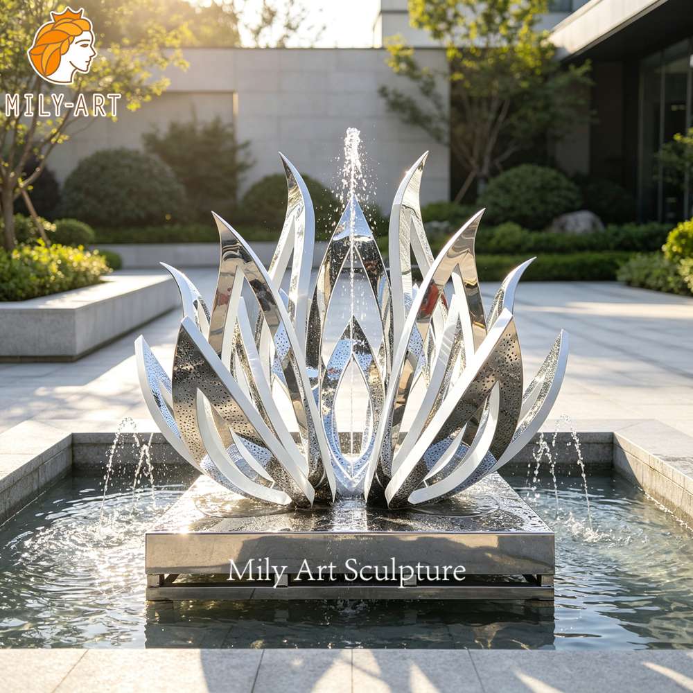 Lotus Flower Water Fountain Finished Sculpture
