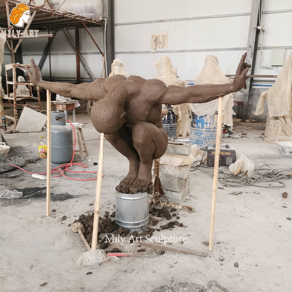 Metal Diving Man Sculpture Clay Model Creation