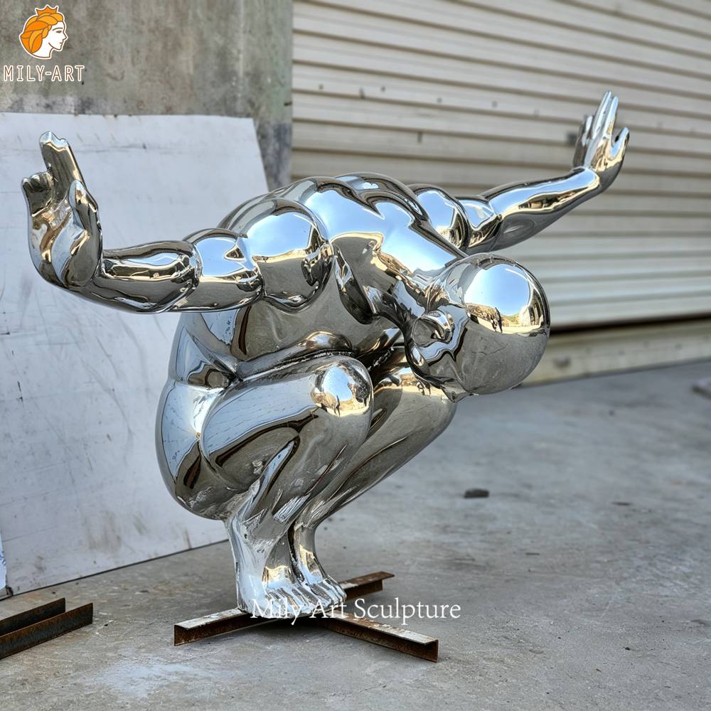 Metal Diving Man Sculpture Dynamic Pose