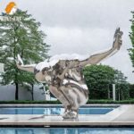Metal Diving Man Sculpture Outdoor Installation