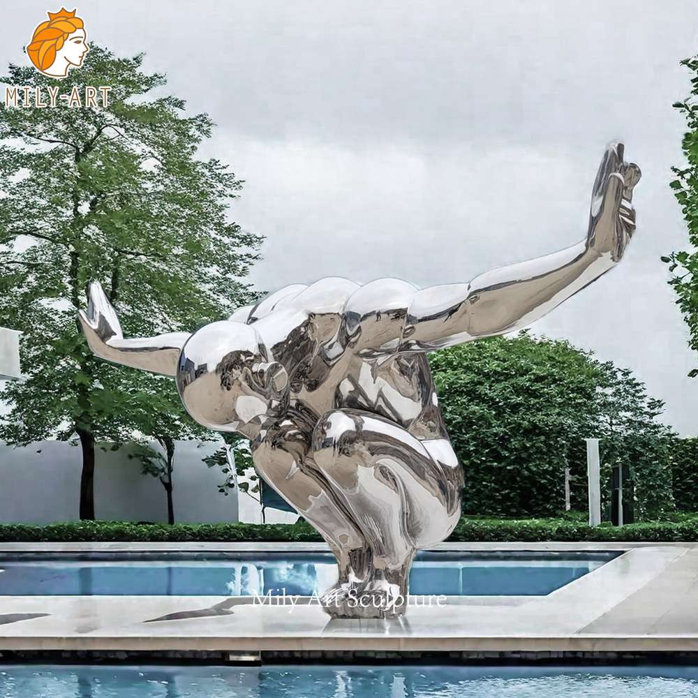 Metal Diving Man Sculpture Outdoor Installation