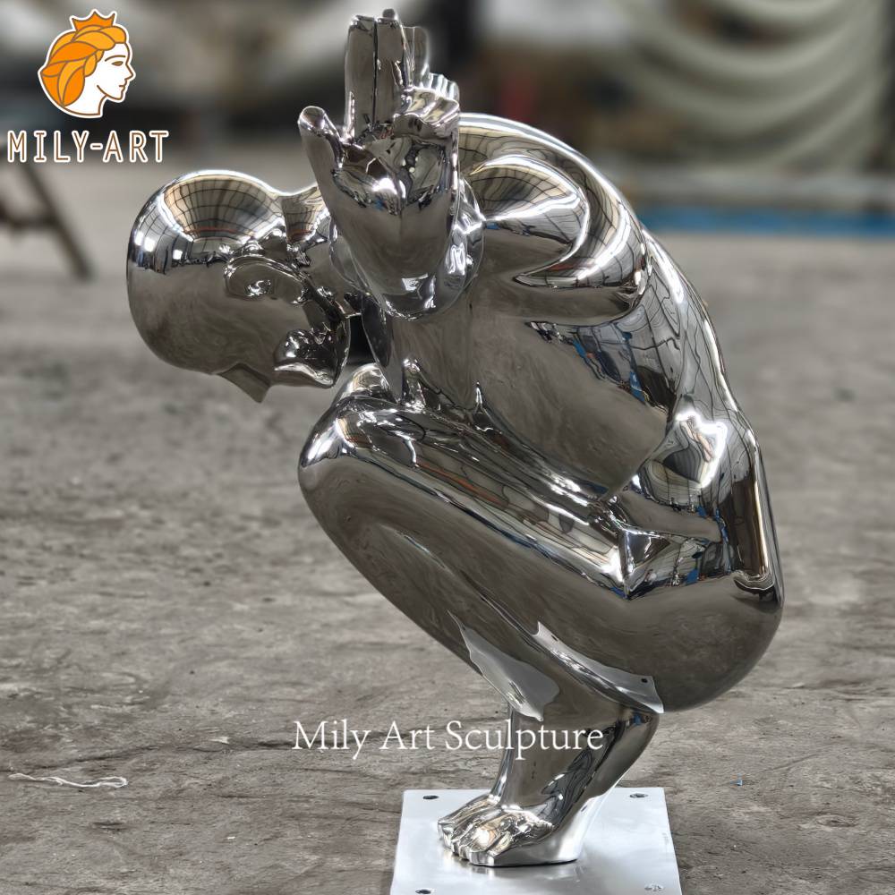 Metal Diving Man Sculpture Side View