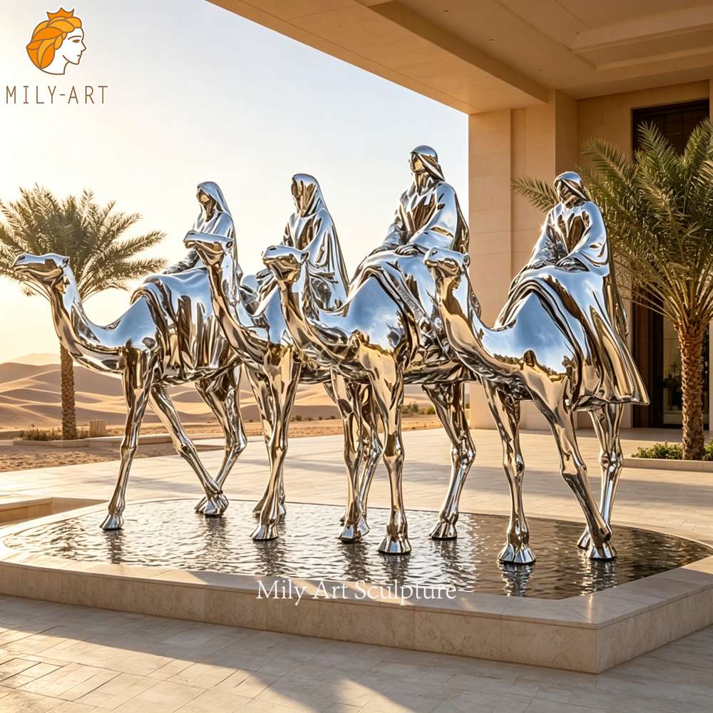 Mirror Polished Metal Camel Statue