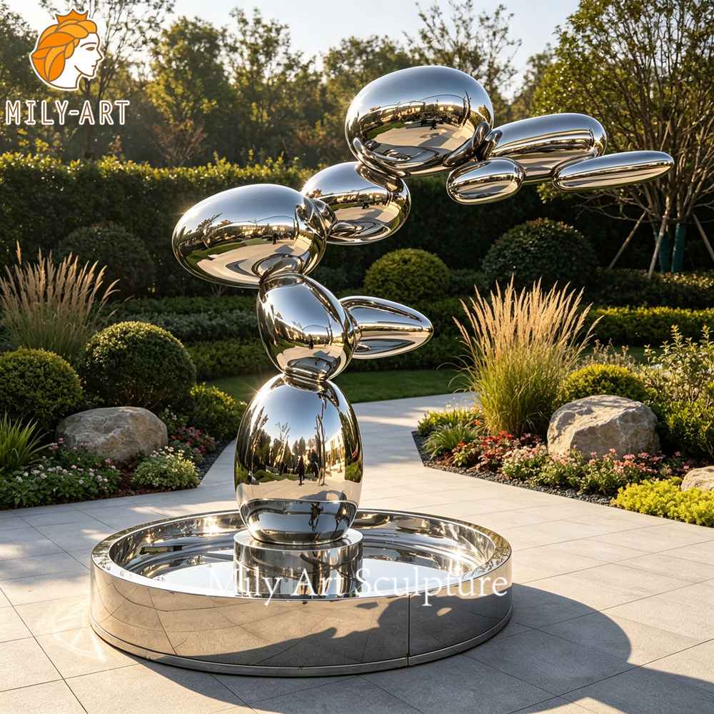 Modern Mirror Polished Stacked Pebble Sculpture