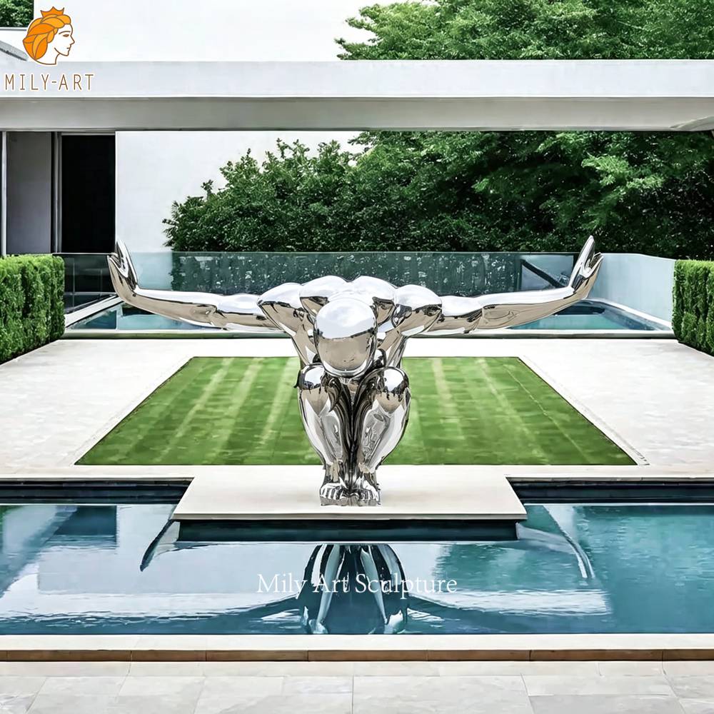 Outdoor Metal Diving Man Sculpture