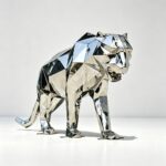 Stainless Steel Geometric Leopard Statue For Sale