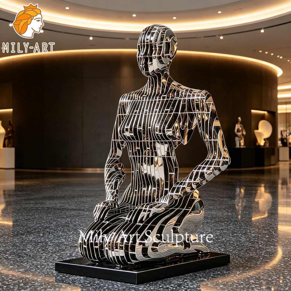abstract kneeling woman sculpture