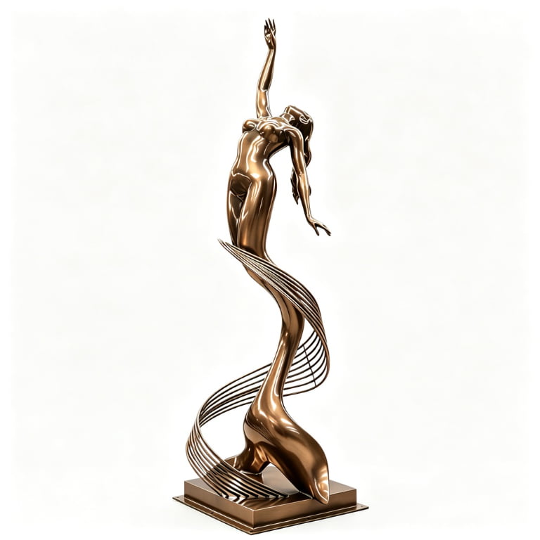 bronze finish metal mermaid sculpture