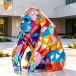 colorful geometric gorilla statue for garden
