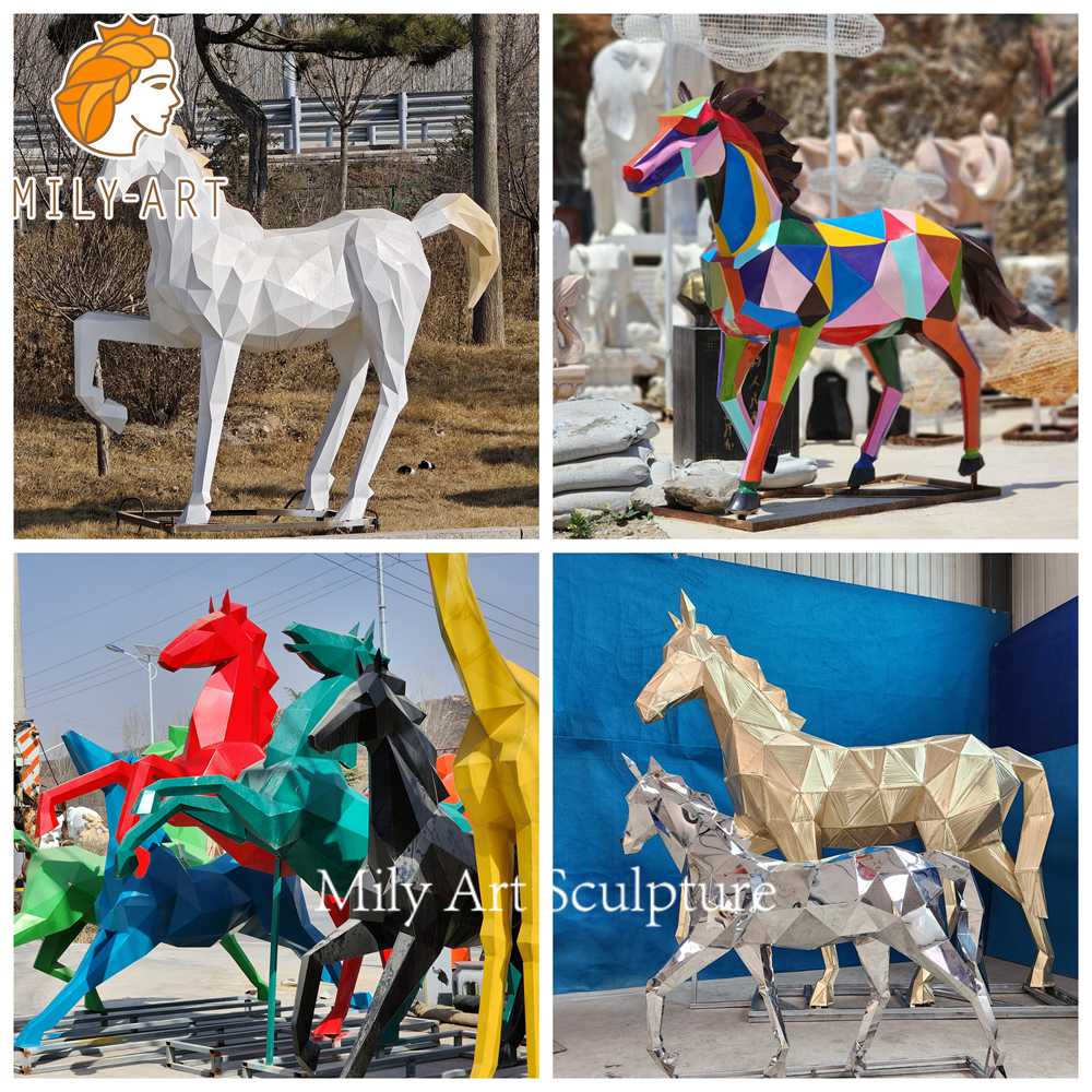 custom color geometric horse sculpture