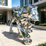 custom geometric walking lion sculpture