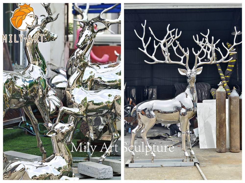custom large metal deer sculpture