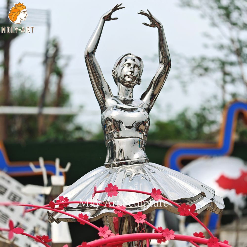 custom stainless steel ballet dancer sculpture pose