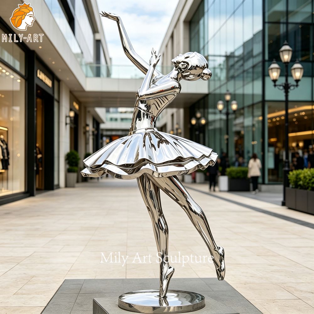 dynamic ballet dancer sculpture stainless steel movement