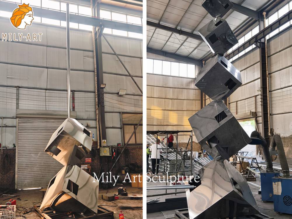geometric abstract sculpture cube fabrication