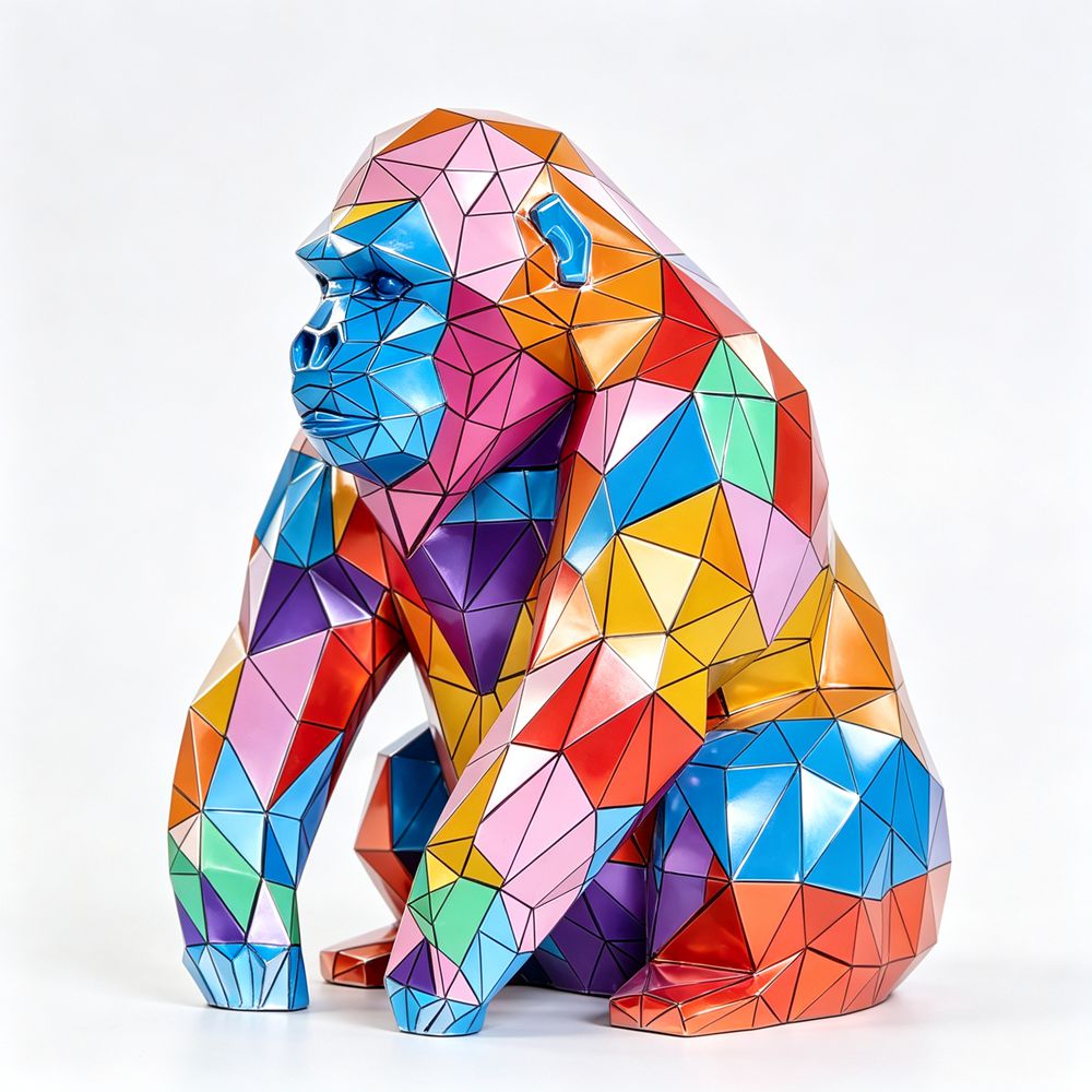 geometric metal gorilla sculpture for garden