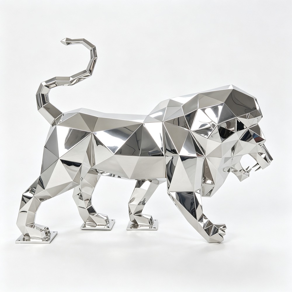 geometric walking lion sculpture for sale