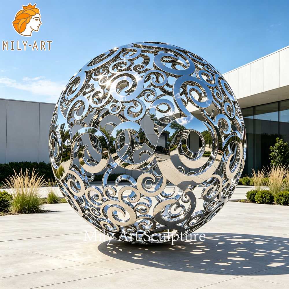 hollow metal sphere sculpture outdoor