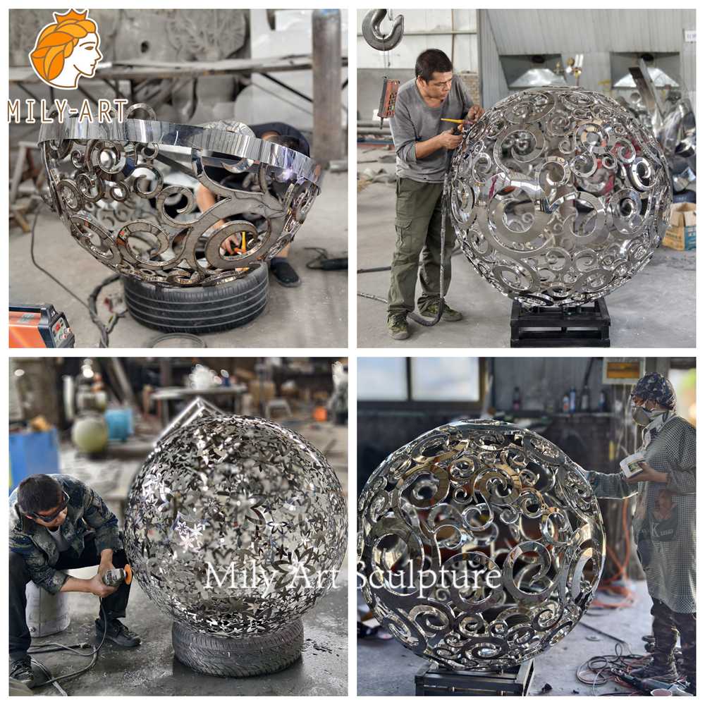 hollow sphere sculpture factory production