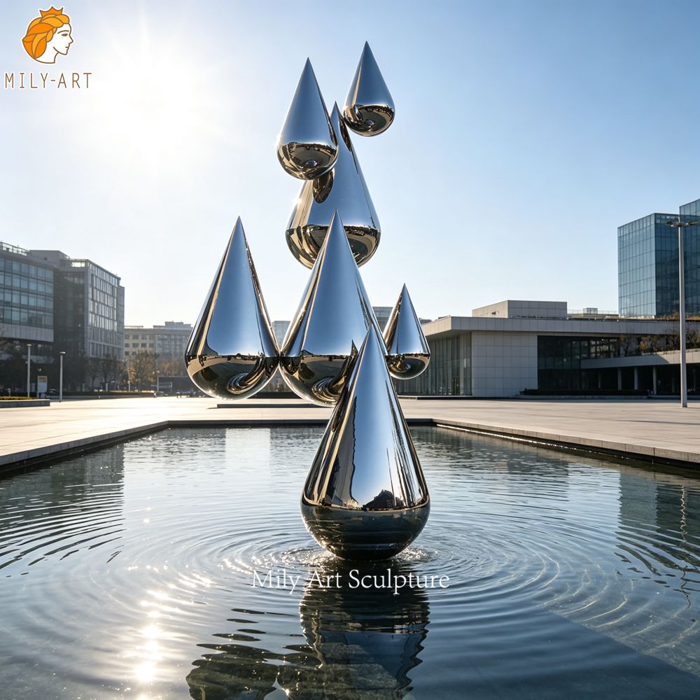 large contemporary water droplet sculpture