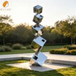 large geometric abstract sculpture cube