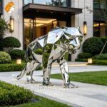 large geometric leopard statue