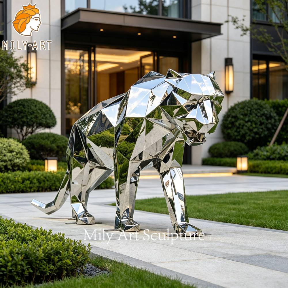 large geometric leopard statue