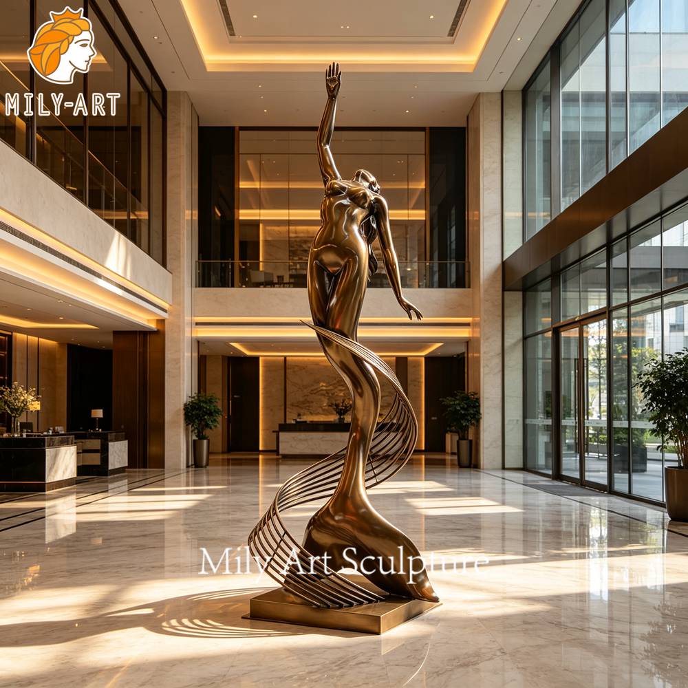 large metal mermaid sculpture display