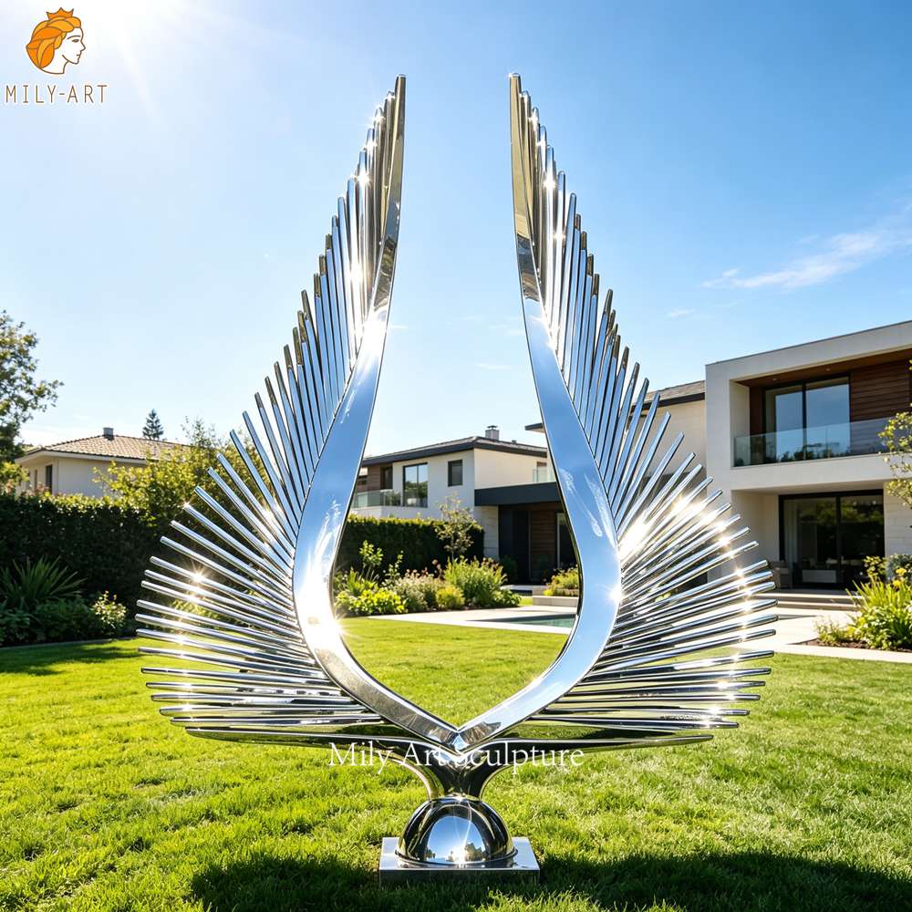 large metal wing sculpture