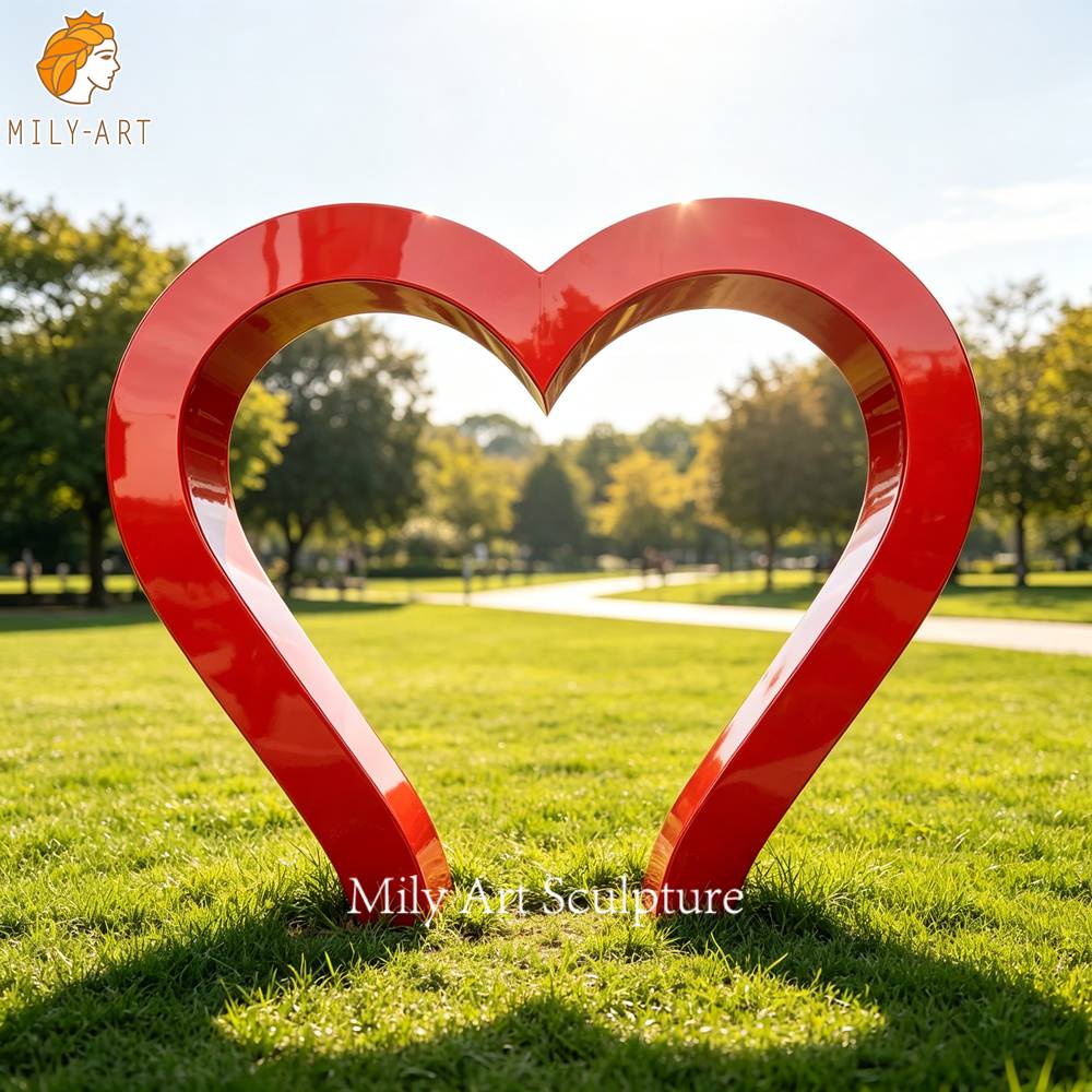 large red heart sculpture for outdoor garden