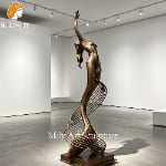 metal mermaid sculpture front view indoor