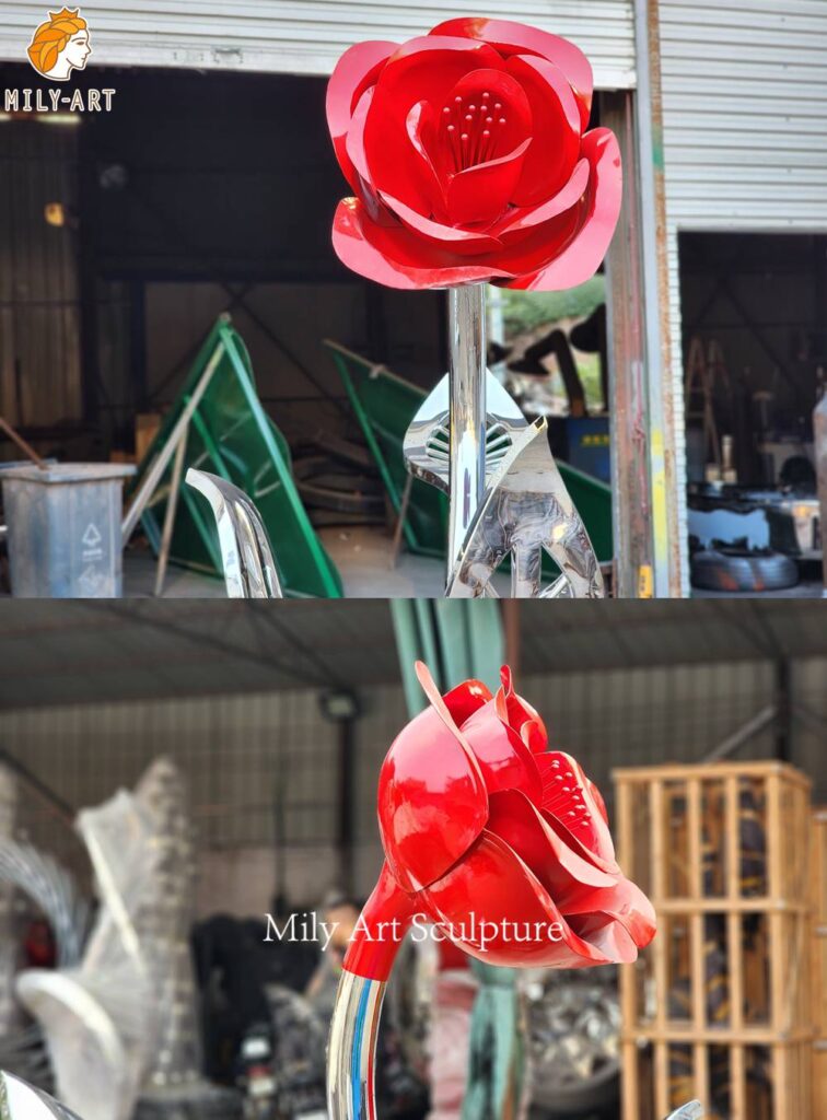 metal rose sculpture detail