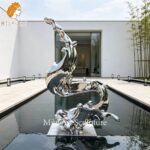 metal wave sculpture garden art