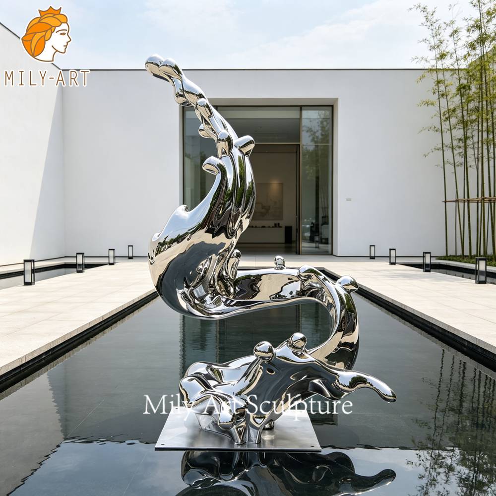 metal wave sculpture garden art