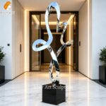 mirror polished metal ring sculpture