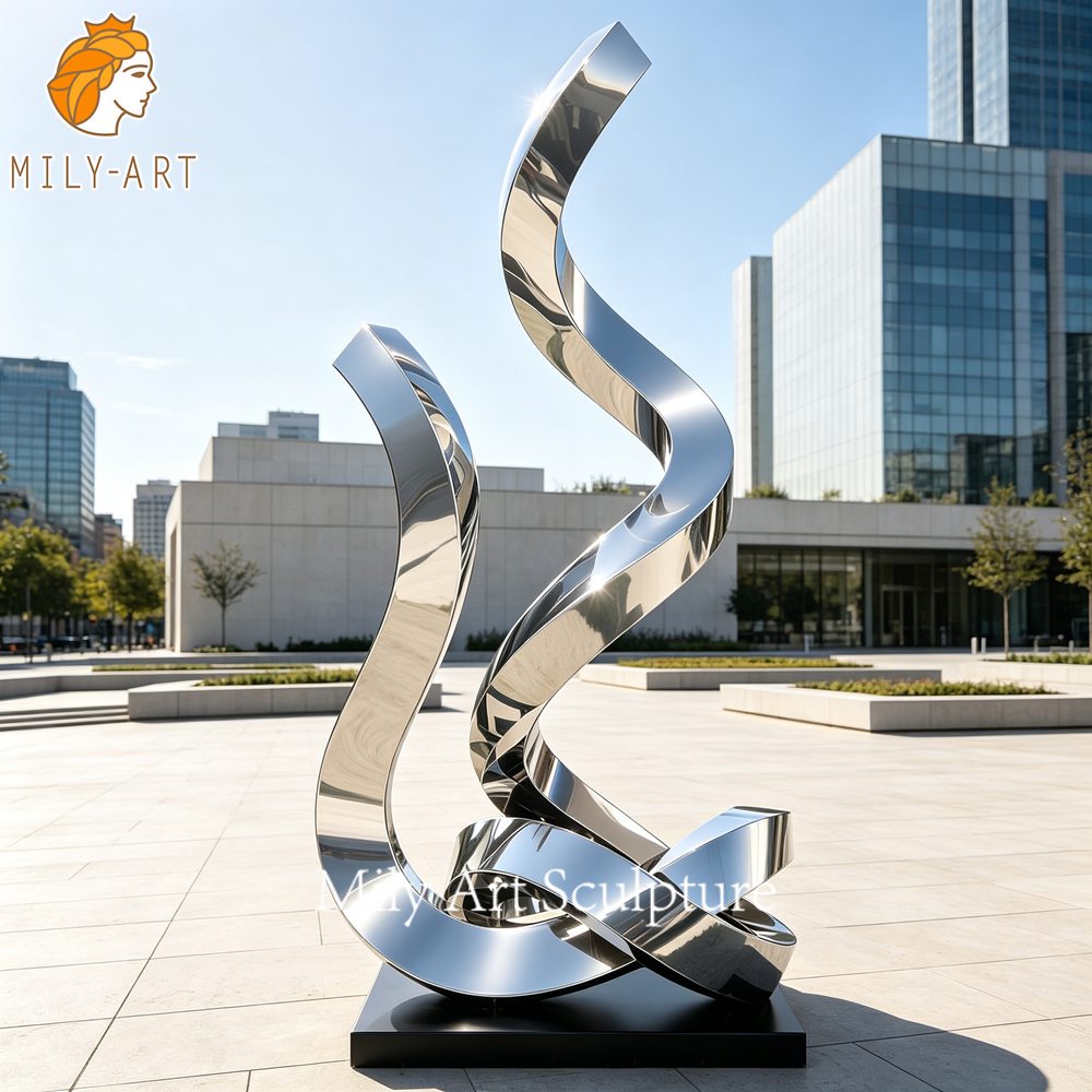 mirror polished twisting sculpture