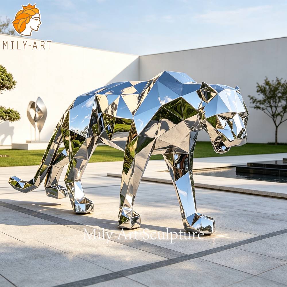 modern geometric leopard statue