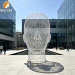 modern head wire sculpture outdoor display